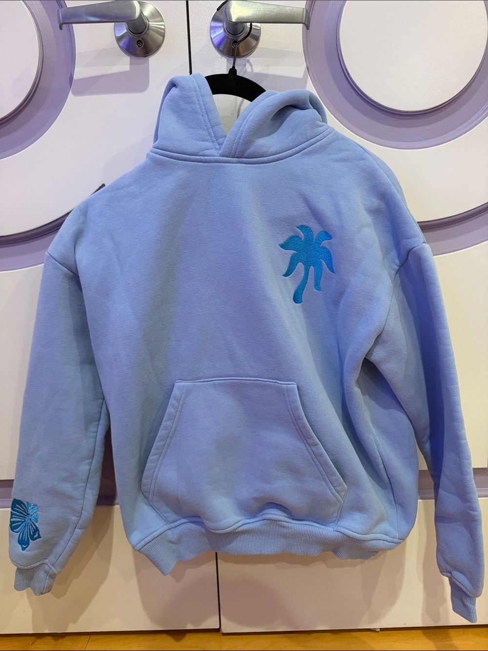 Kids Light Blue Hoodie with Palm Motif